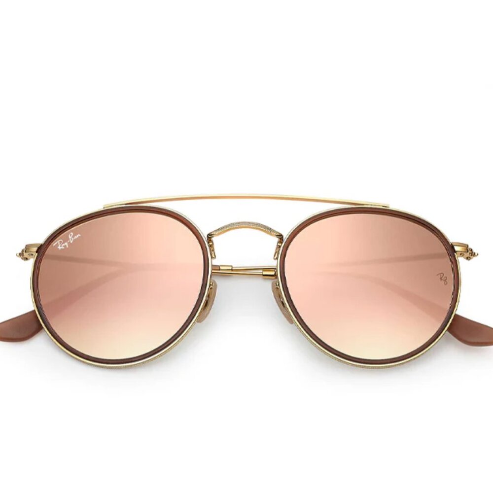 Ray-Ban Round Double Bridge Gold - Copper Gradient Flash Sunglasses
